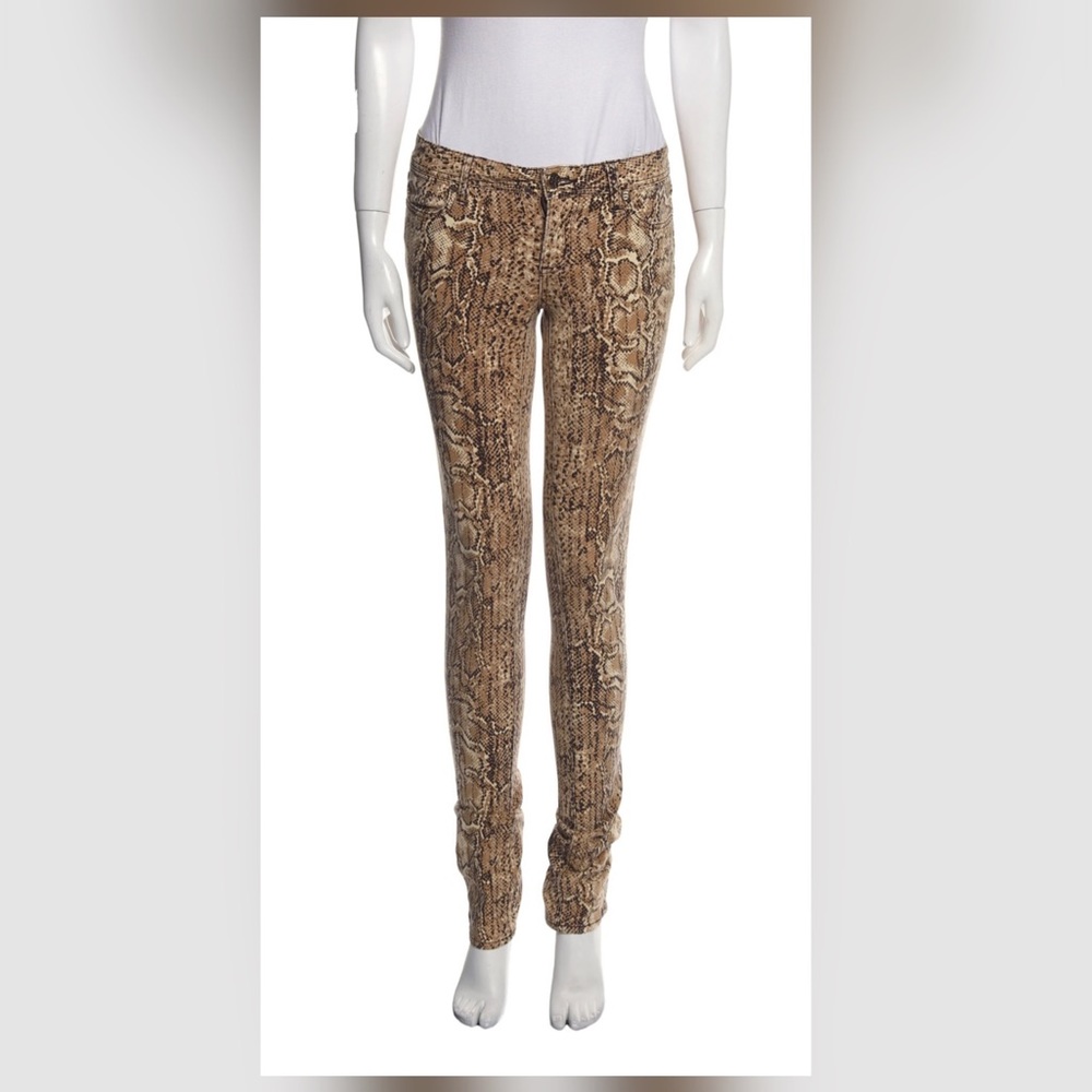 Euc Tory Burch Python Snakeskin Print Skinny Jeans - image 1